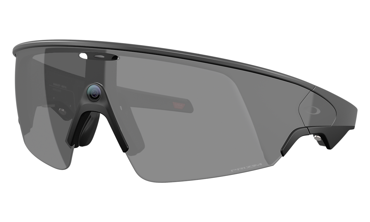 Oakley Meta Vanguard smart glasses with a black wraparound sport frame